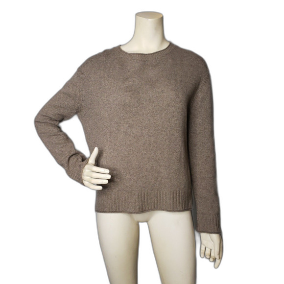 Jenni Kayne Taupe Everyday Sweater Crew Neck Wool Cashmere Womens Size Small - Picture 1 of 7
